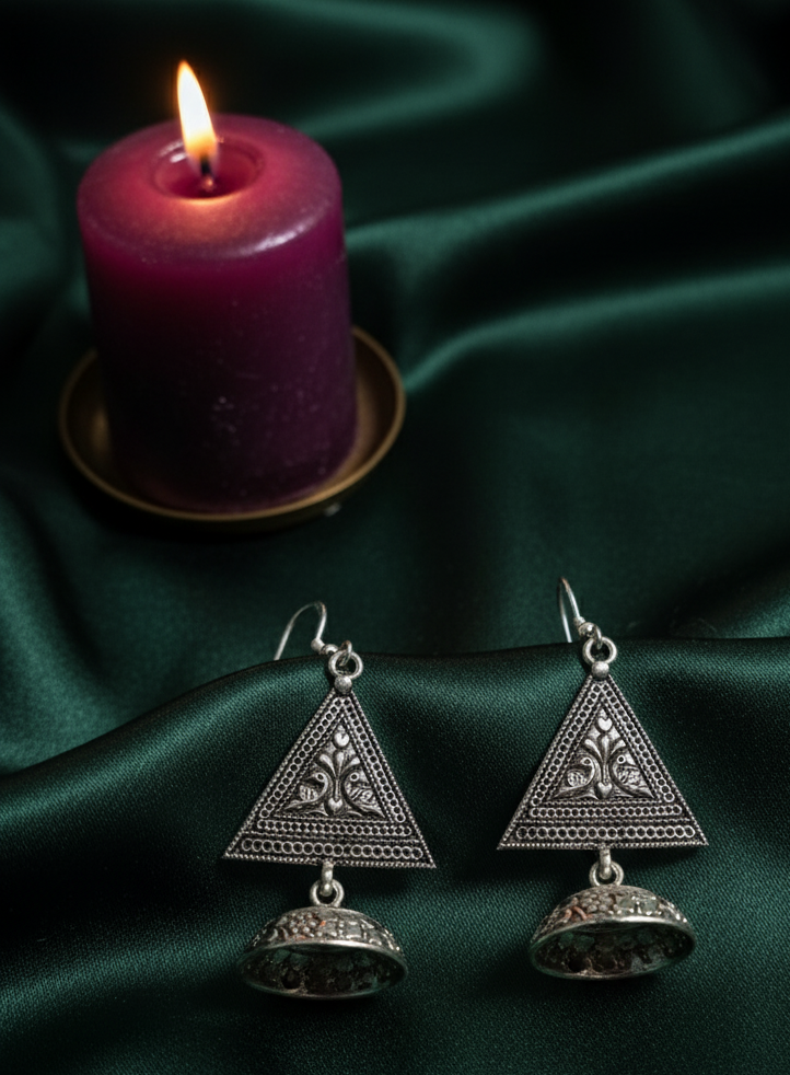 silver jhumki earing 